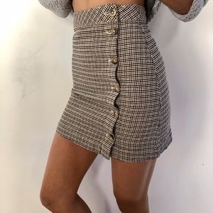 H&M Plaid button up skirt high waisted mini